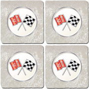corvette-c2-crossed-flags-stone-coaster-bundle-set-of-4