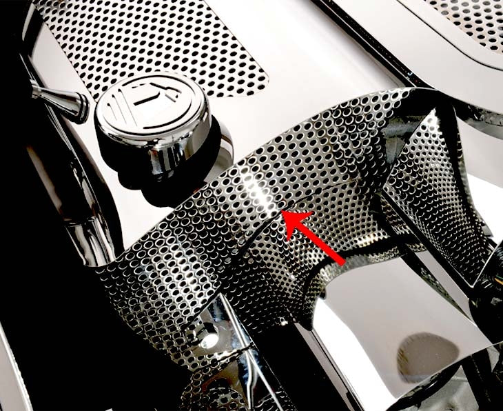 Corvette Fuel Rail Cover End Cap - Perforated Stainless Steel