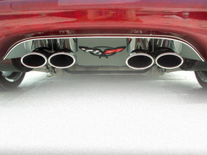 C5 & Z06 Corvette Exhaust Filler Panel | C5 Flag Emblem Polished - [Corvette Store Online]