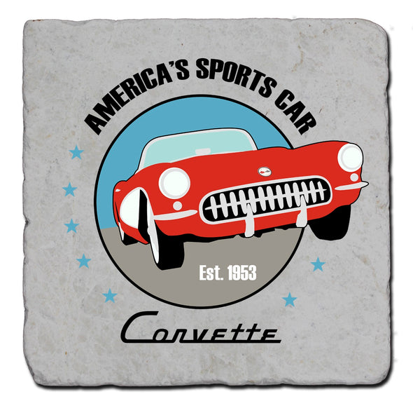 C1 Corvette Illustration Stone Coaster Bundle - Set of 4