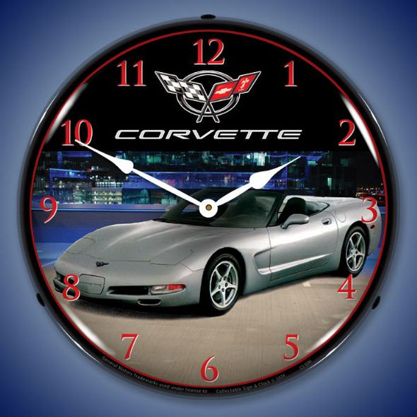 C5 Corvette Sebring Silver Metallic Clock