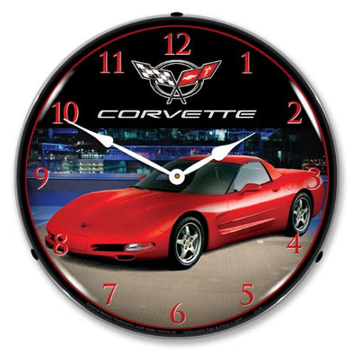 C5 Corvette Torch Red Clock-GM24031554-corvette-store-online
