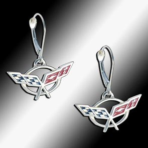 C5 Corvette Sterling Silver Leverback Earrings - [Corvette Store Online]