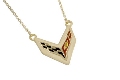 C8 Next Generation Corvette Emblem Necklace -14k Gold - [Corvette Store Online]