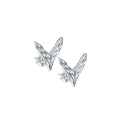 C8 Next Generation Corvette Emblem Post Earrings - Sterling Silver - [Corvette Store Online]