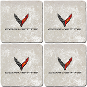 next-generation-corvette-c8-crossed-flags-script-light-stone-coaster-bundle-set-of-4