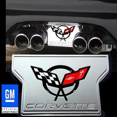 C5 & Z06 Corvette Exhaust Plate - Billet Chrome with C5 Logo | 1997-2004 - [Corvette Store Online]