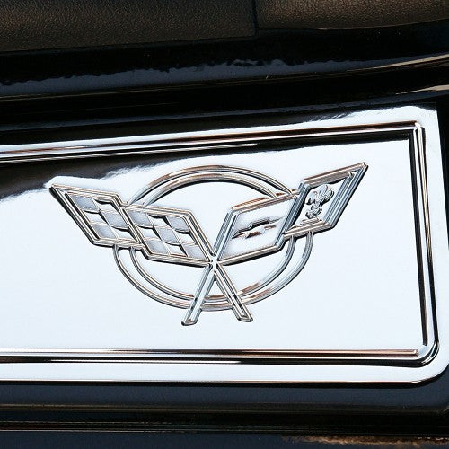 C5 & Z06 Corvette Door Sill Plates - Billet Chrome with C5 Logo : 1997-2004 - [Corvette Store Online]