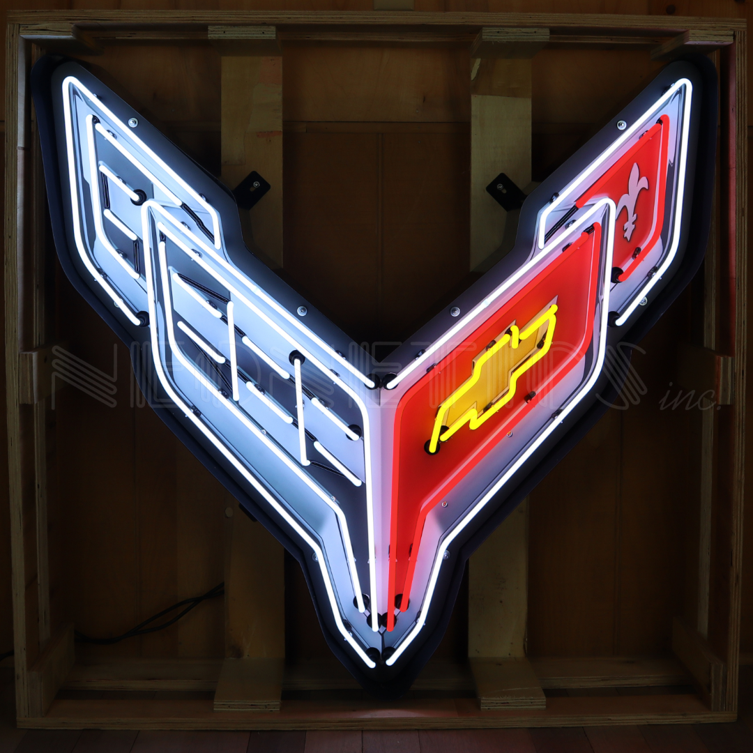 CORVETTE C8 NEON SIGN IN SHAPED STEEL CAN | Corvette Store Online