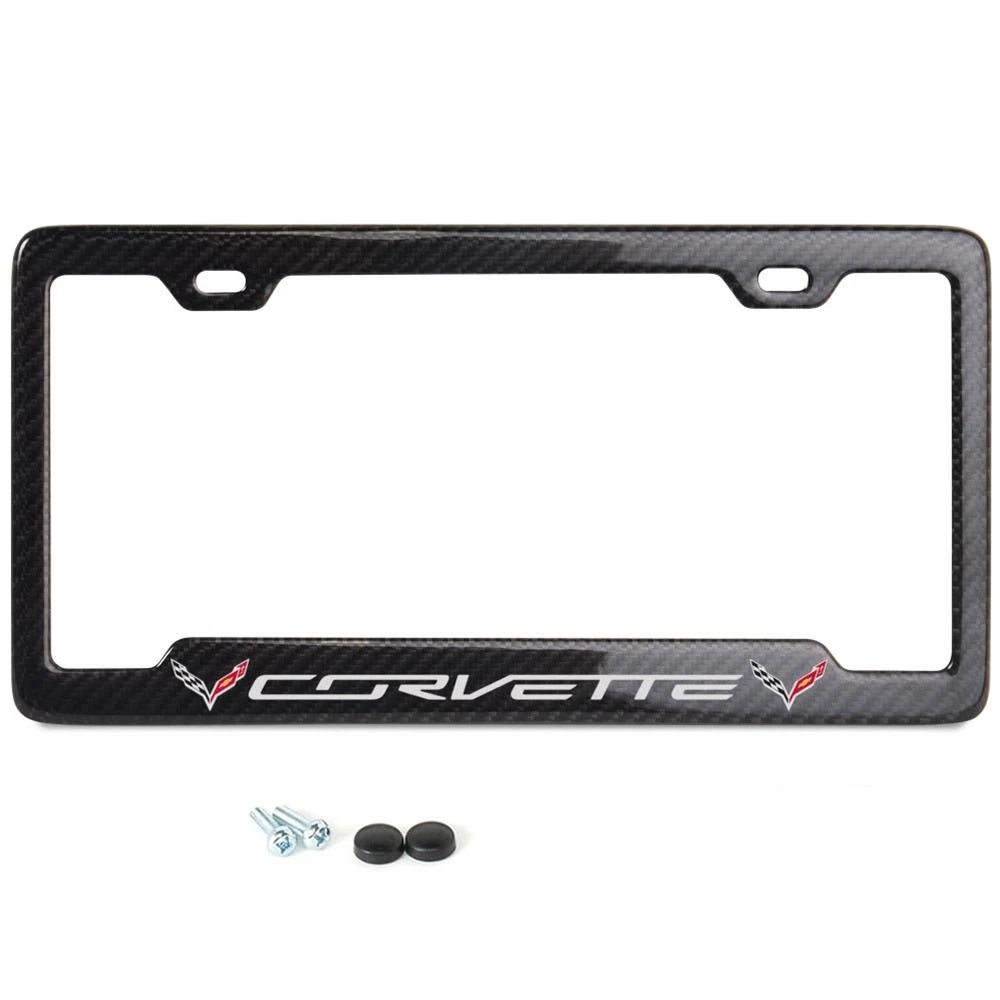 Corvette-Store-Online-License-Plate-Frames-Stainless-Steel-Carbon-Fiber-C9-C7-C6-C5-C4-C3-C2-C1