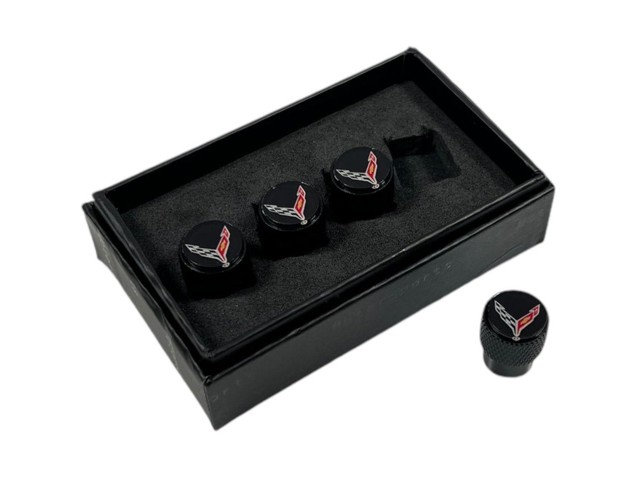 Chevrolet Corvette C8 Black Knurled Valve Stem Caps