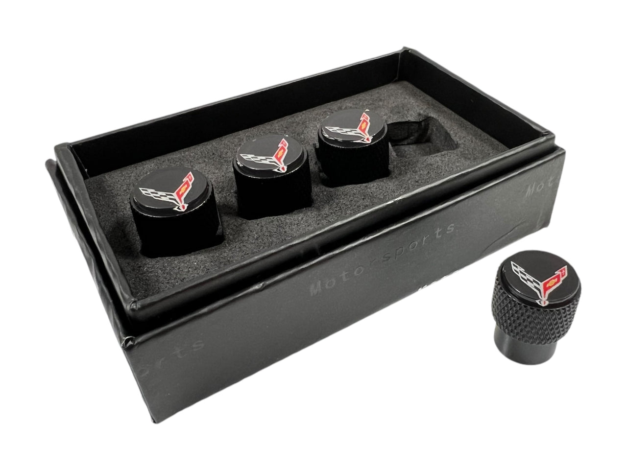 Chevrolet Corvette C8 Black Knurled Valve Stem Caps