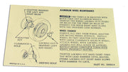 1964-1966 Corvette Instructions. Knock-Off Wheel-Glovebox - CA-0349-Corvette-Store-Online