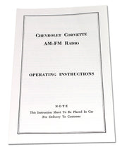 1963-1963 Corvette Instructions. Radio Am/Fm - CA-0376-Corvette-Store-Online