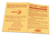 1956-1960 Corvette Card. Engine Break-In - CA-0652-Corvette-Store-Online