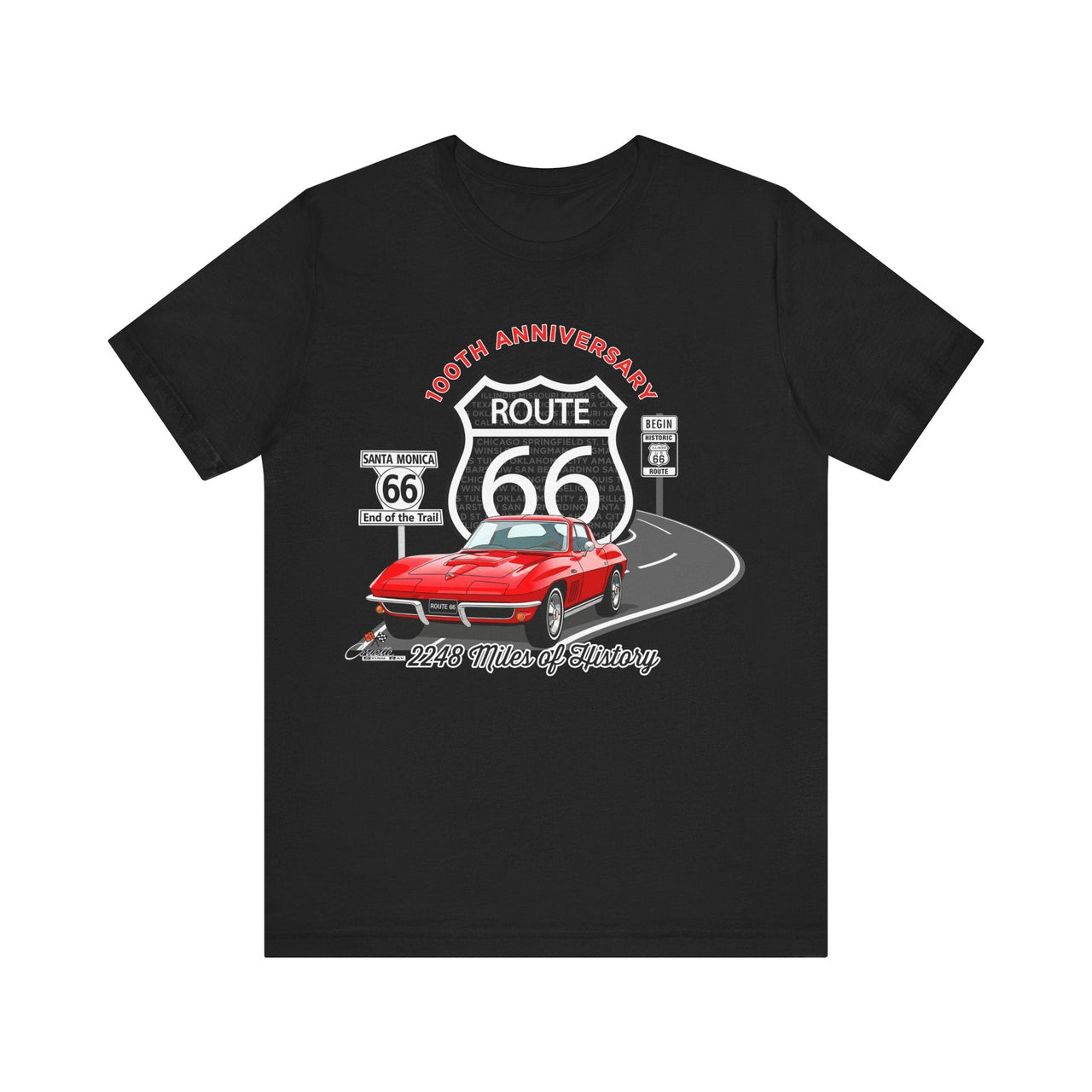C2 Corvette Route 66 100th Anniversary Short Sleeve Tee