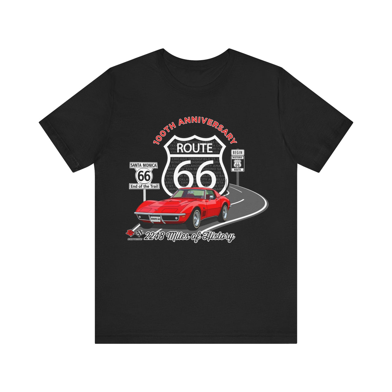C3 Corvette Route 66 100th Anniversary Short Sleeve Tee
