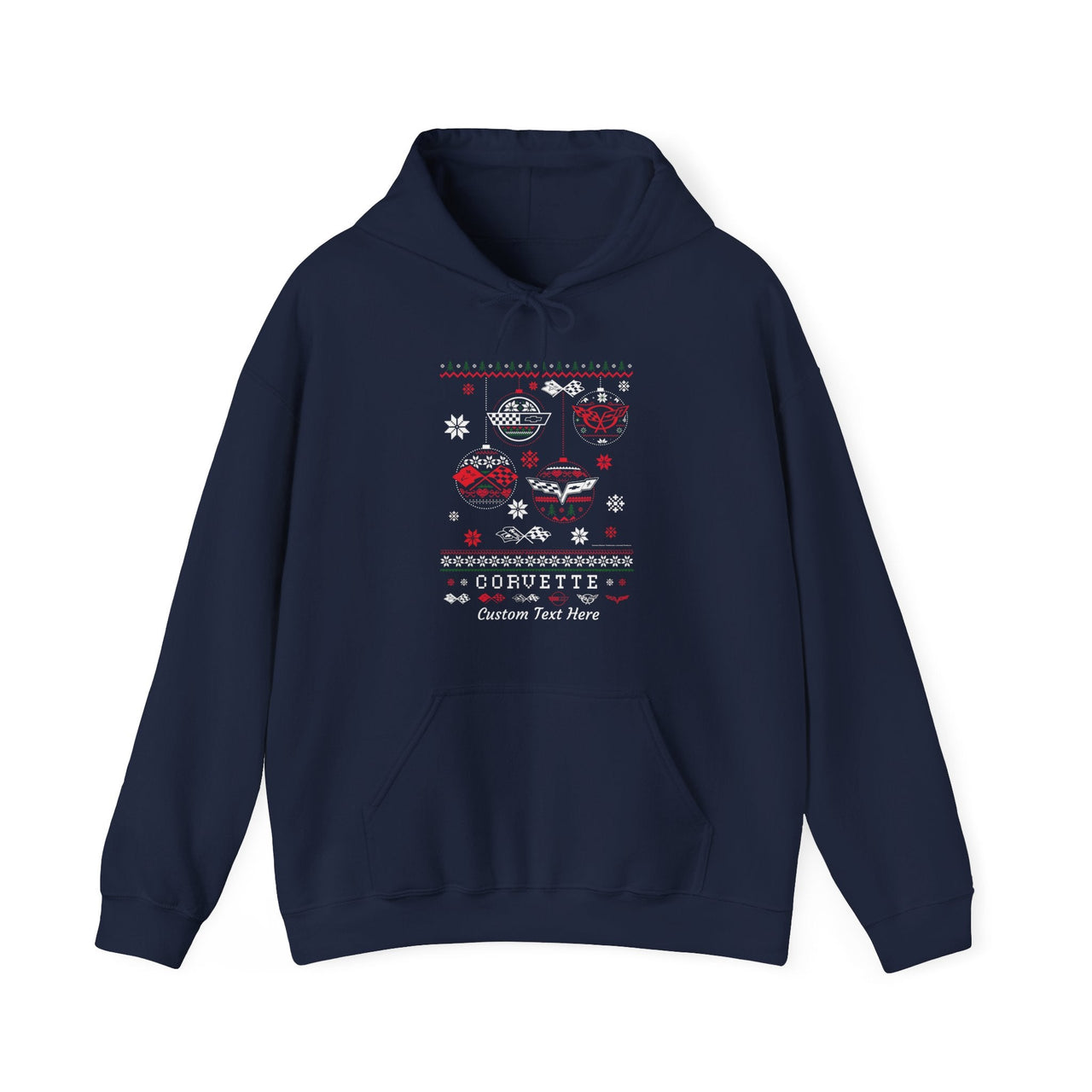 Corvette Generations Ugly Sweater Christmas Personalized Cotton Blend Hooded Sweatshirt