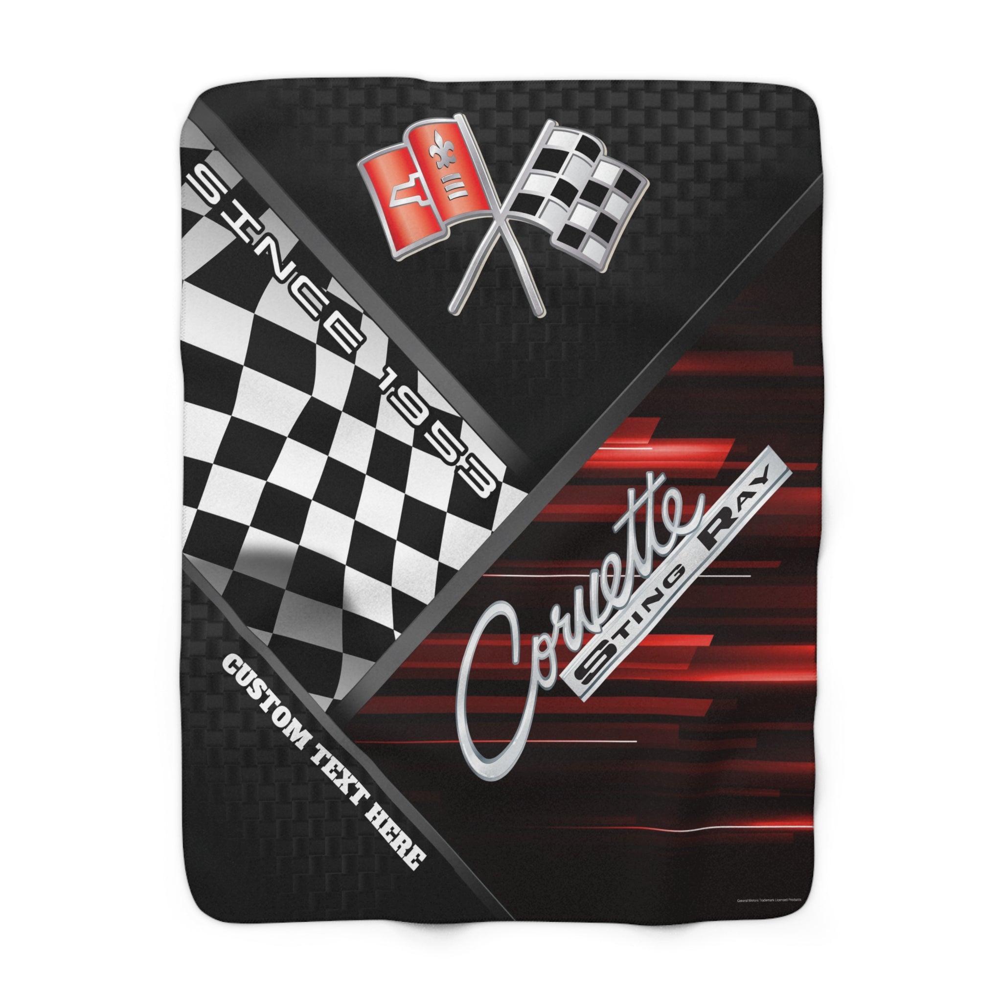 Personalized C2 Corvette Checkered Flag Racing Decorative Sherpa Blanket