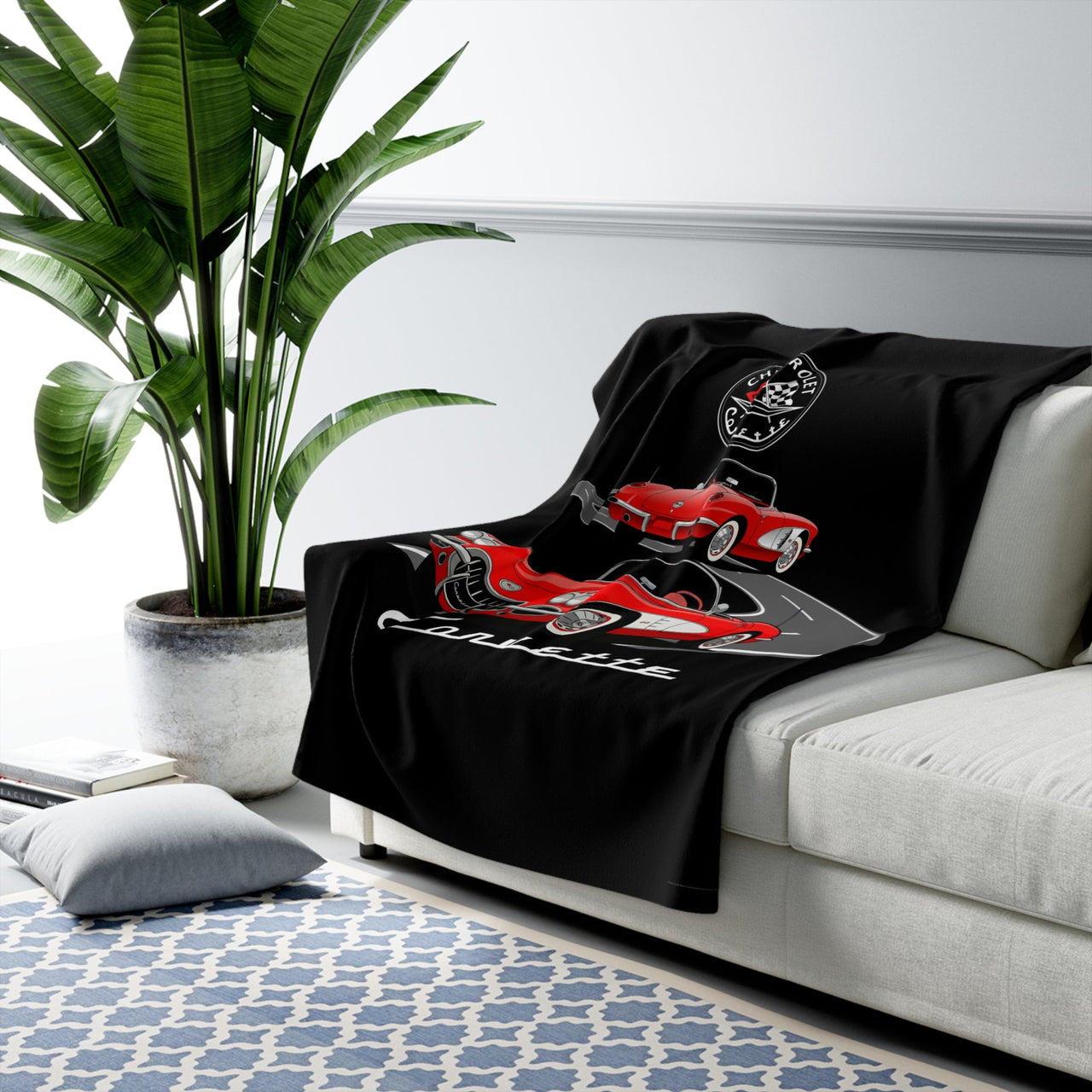 C1 Corvette Dual View 50 x 60 Inch Sherpa Fleece Blanket