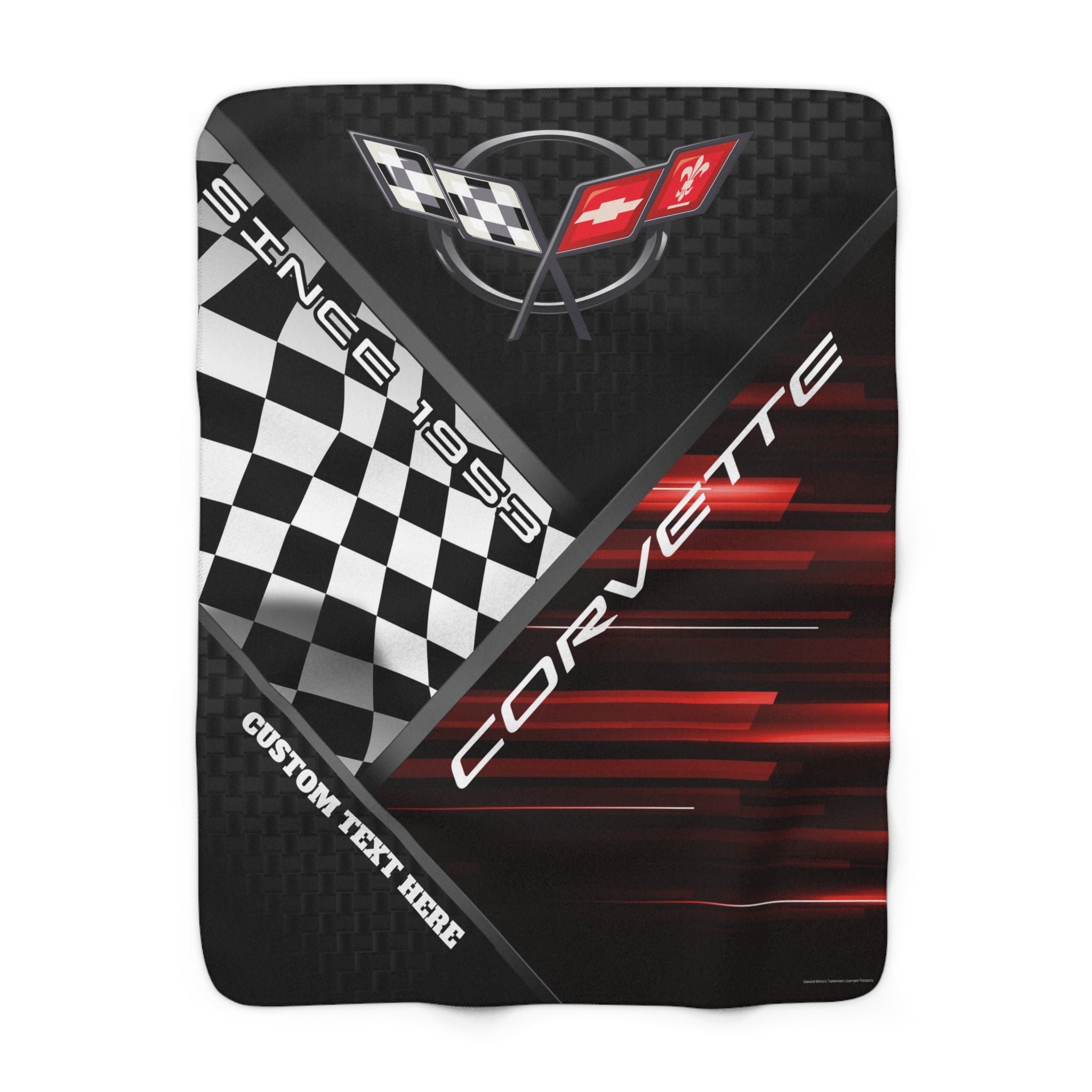 Personalized C5 Corvette Checkered Flag Racing Decorative Sherpa Blanket