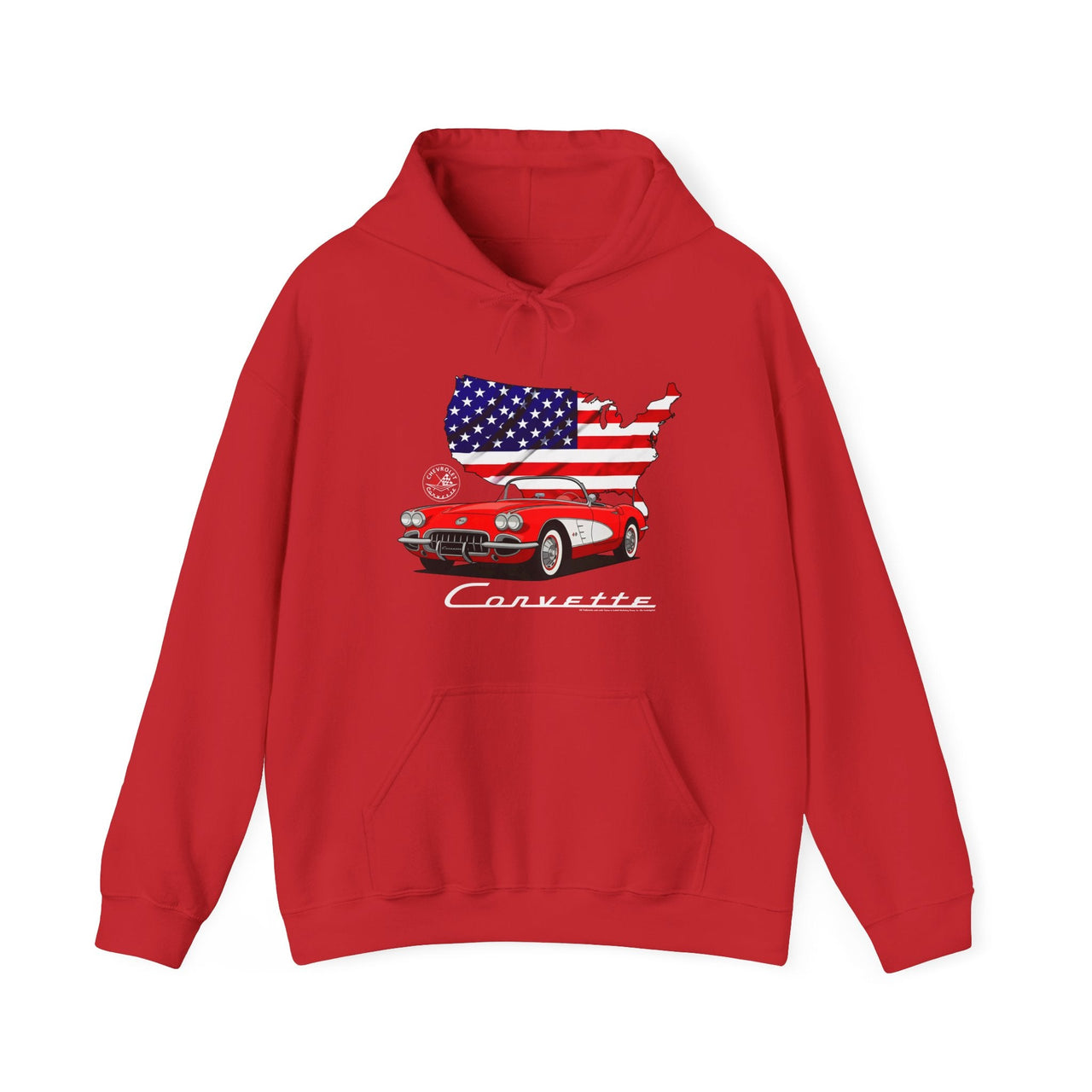 C1 Corvette American Flag Cotton Blend Hooded Sweatshirt