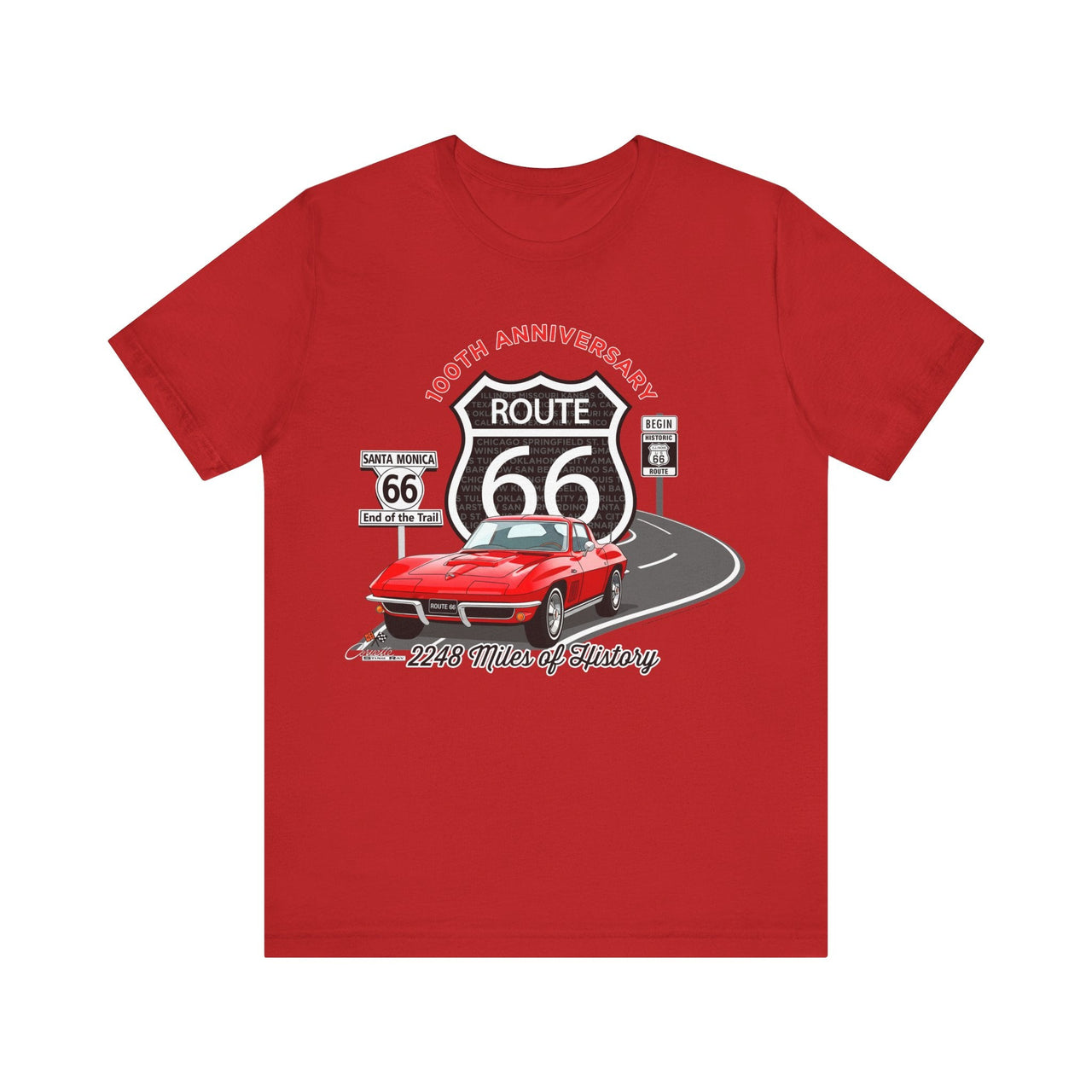 C2 Corvette Route 66 100th Anniversary Short Sleeve Tee