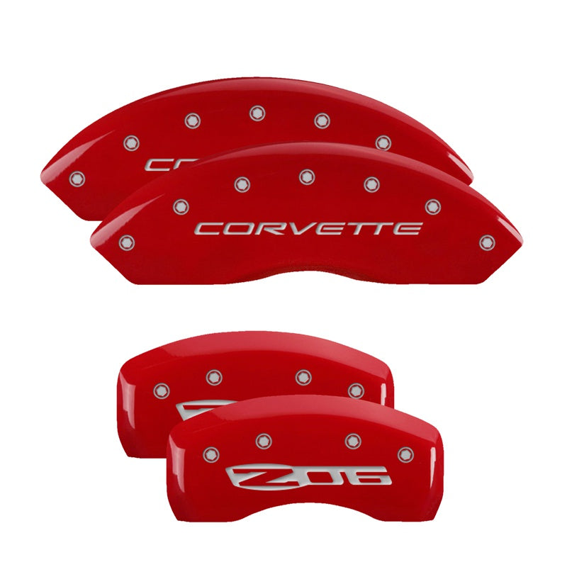 C5 Corvette Script Front / Z06 Rear, Red - C5 Corvette MGP Brake Caliper Covers