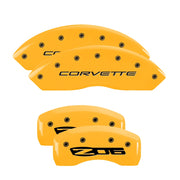 C5 Corvette Script Front / Z06 Rear, Yellow - C5 Corvette MGP Brake Caliper Covers