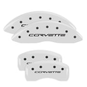 C6 Corvette Script, White - C6 Corvette Base MGP Brake Caliper Covers
