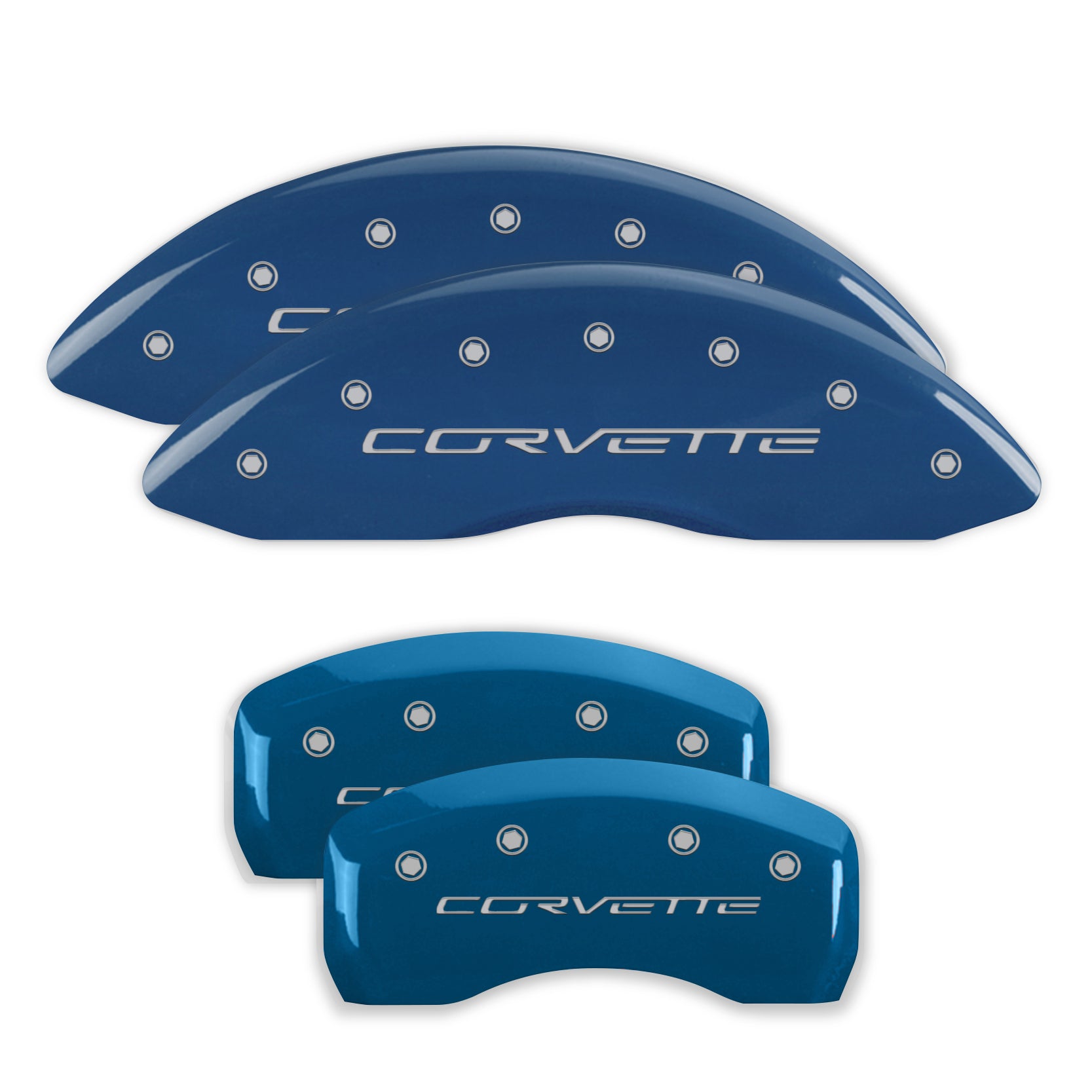 C6 Corvette Script, Blue - C6 Corvette Base MGP Brake Caliper Covers