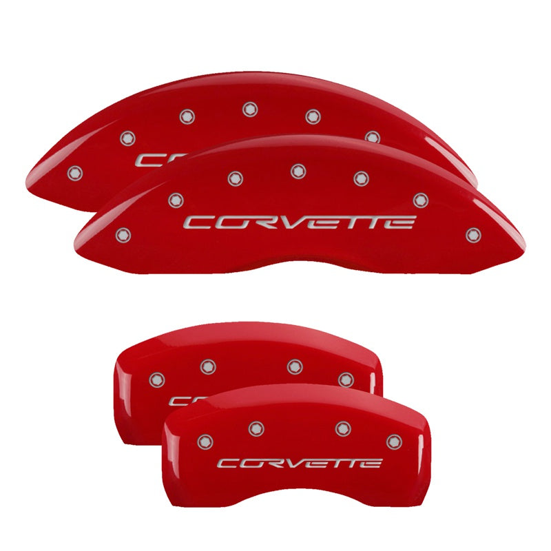 C6 Corvette Script, Red - C6 Corvette Base MGP Brake Caliper Covers