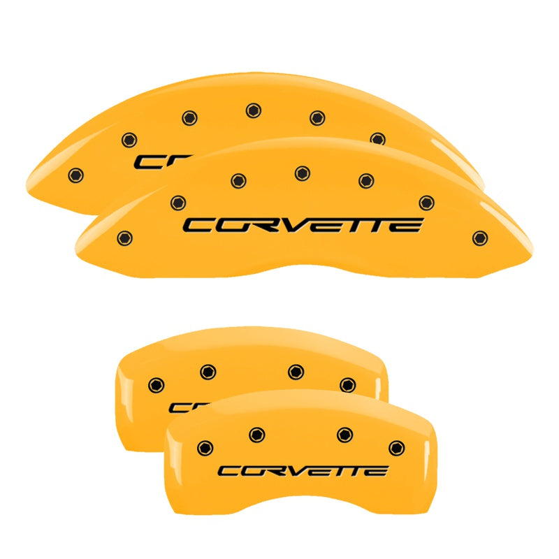C6 Corvette Script, Yellow - C6 Corvette Base MGP Brake Caliper Covers
