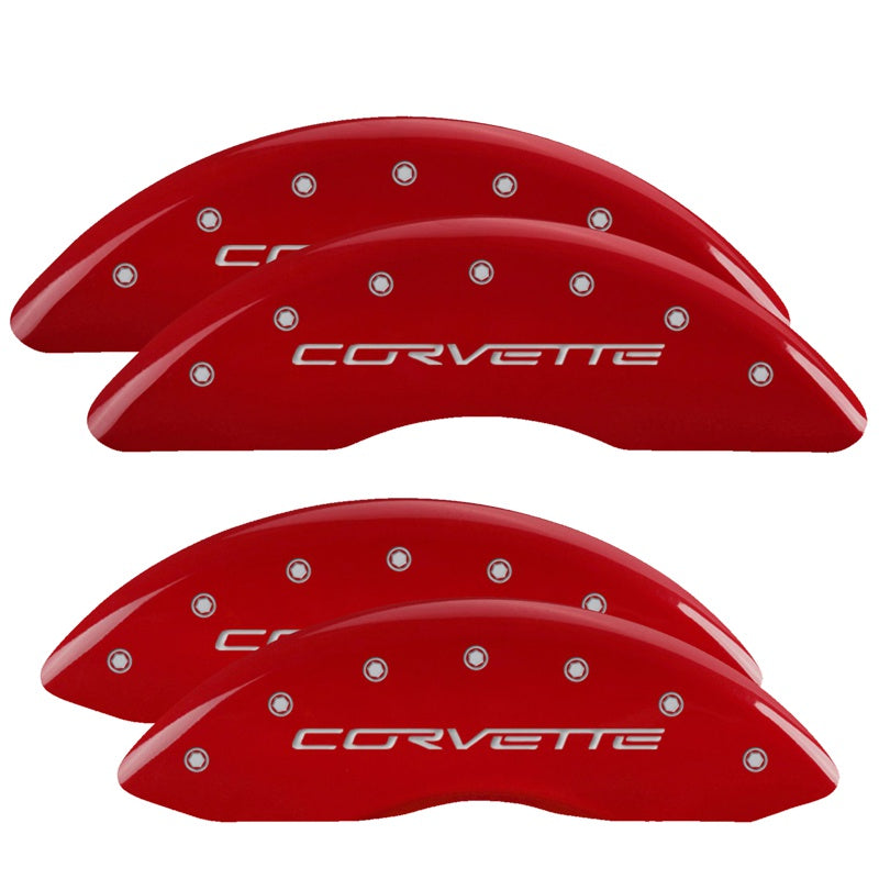 C6 Corvette Script, Red - C6 Corvette Z06 Grand Sport MGP Brake Caliper Covers