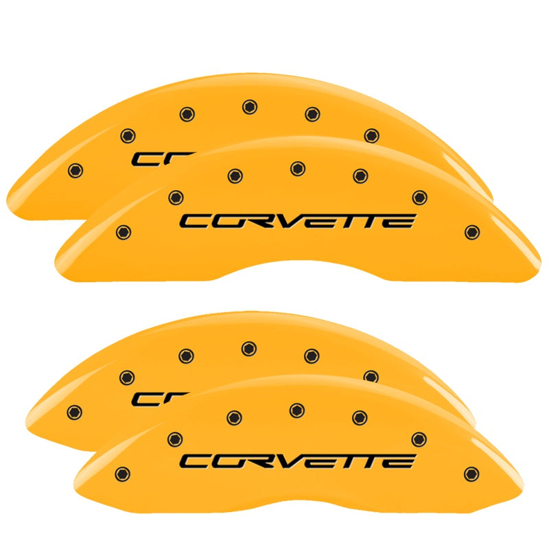 C6 Corvette Script, Yellow - C6 Corvette Z06 Grand Sport MGP Brake Caliper Covers