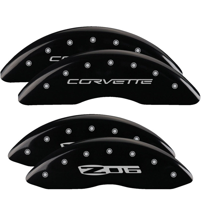 C6 Corvette Script Front / Z06 Rear, Black - C6 Corvette Z06 Grand Sport MGP Brake Caliper Covers