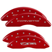 C6 Corvette Script Front / Z06 Rear, Red - C6 Corvette Z06 Grand Sport MGP Brake Caliper Covers