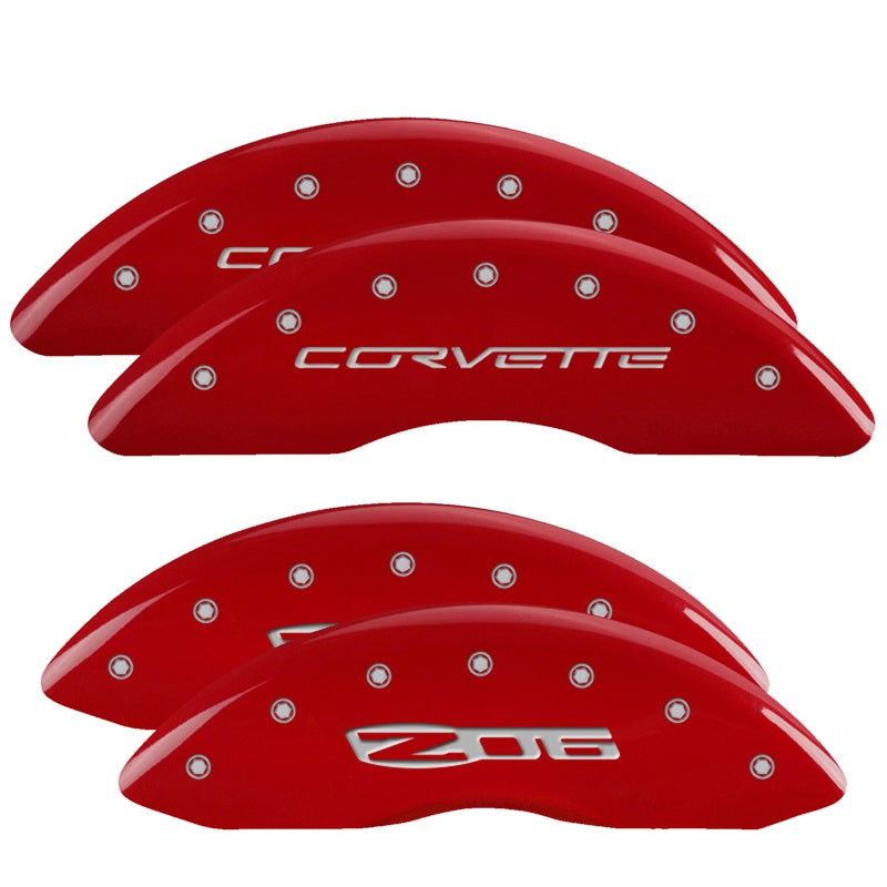C6 Corvette Script Front / Z06 Rear, Red - C6 Corvette Z06 Grand Sport MGP Brake Caliper Covers