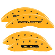 C6 Corvette Script Front / Z06 Rear, Yellow - C6 Corvette Z06 Grand Sport MGP Brake Caliper Covers