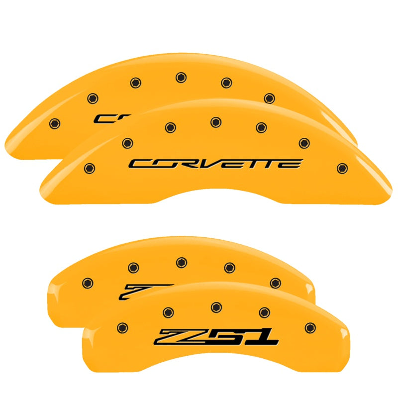 C7 Corvette Script Front / Z51 Rear, Yellow - C7 Corvette Stingray MGP Brake Caliper Covers