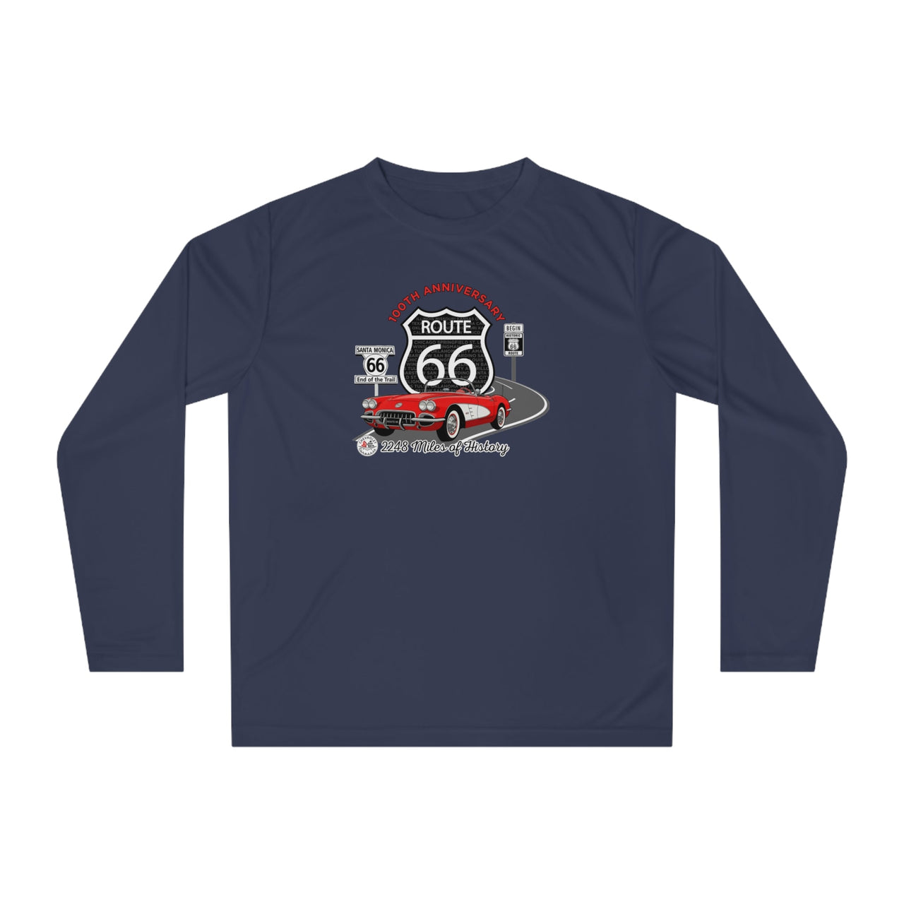 C1 Corvette Route 66 100th Anniversary Long Sleeve Performance Shirt