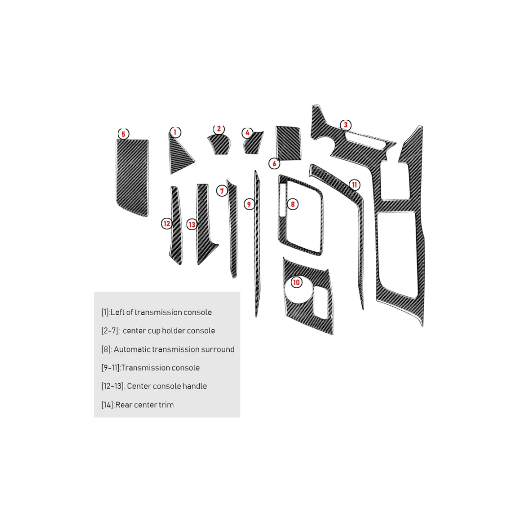 2014-2019 Corvette Carbon Fiber Center Console Overlay - 13 Pc - CA