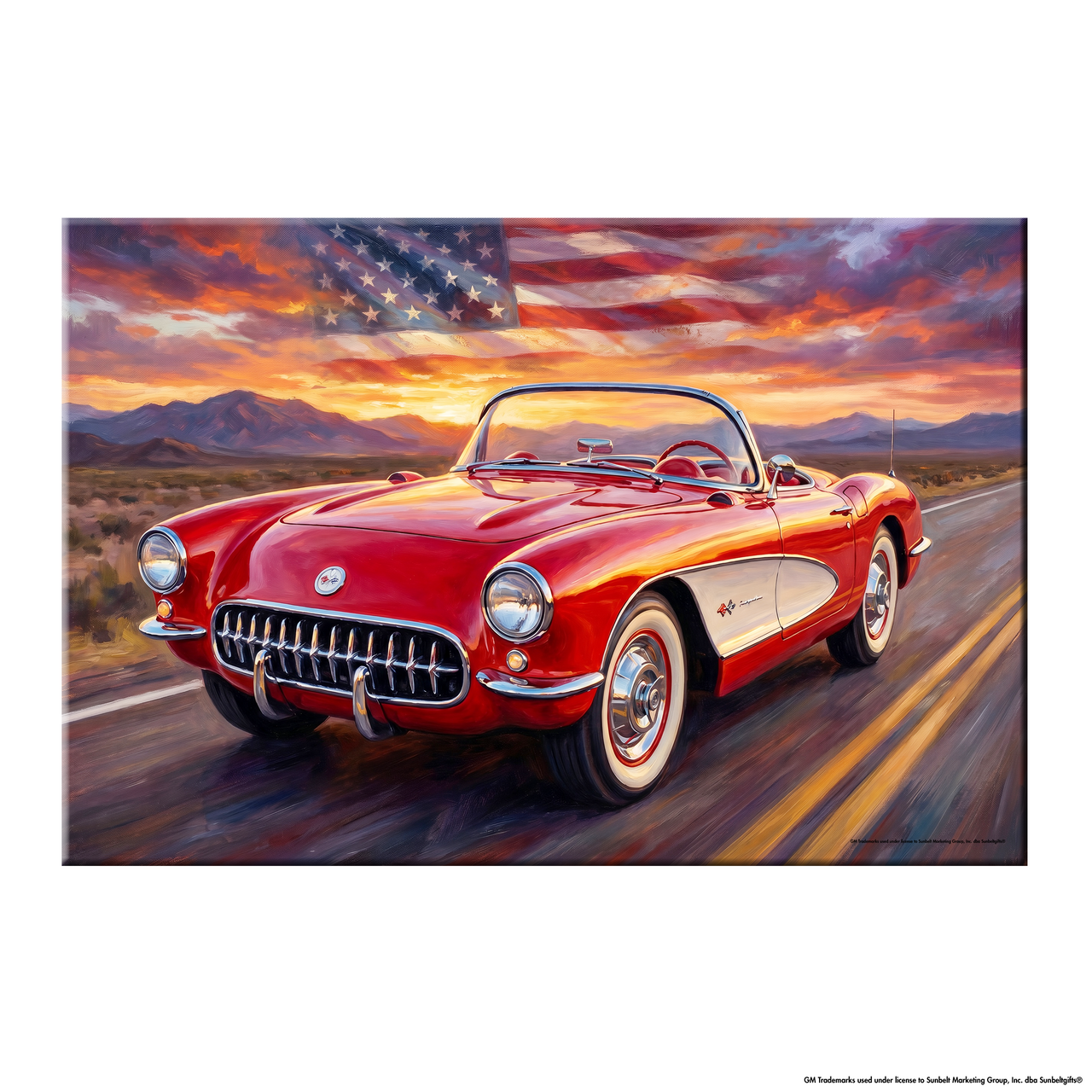 Red C1 Corvette Americana Highway Canvas Wall Art