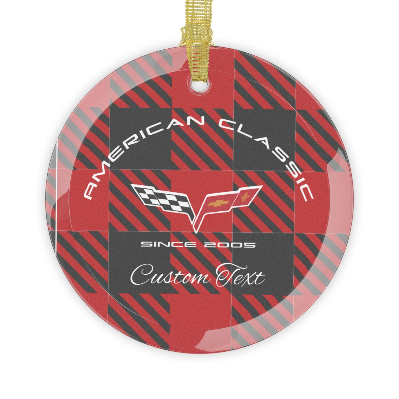 C6 Personalized Corvette Glass Christmas Ornament