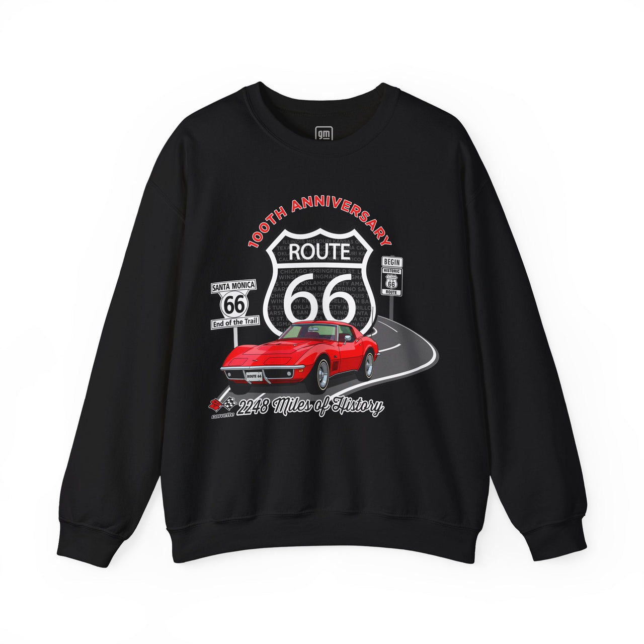 C3 Corvette Route 66 100th Anniversary Cotton Blend Sweatshirt