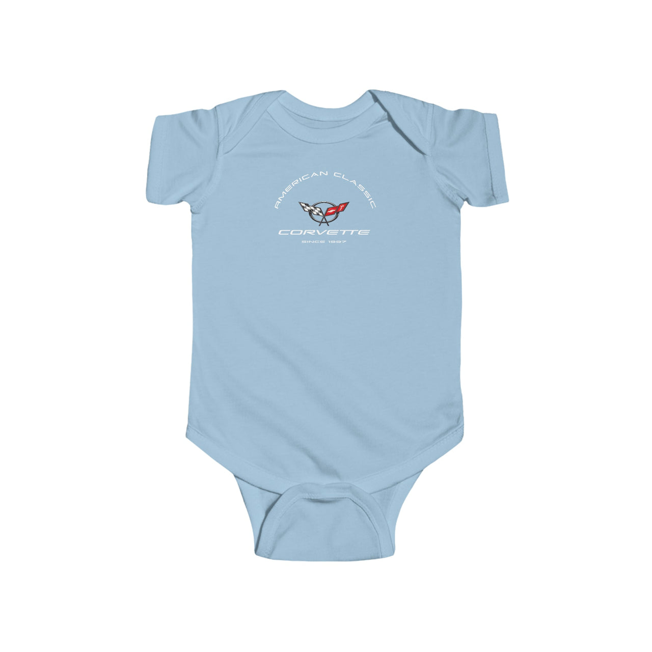 C5 Corvette Baby Short Sleeve Snap Bottom One Piece Fine Jersey Bodysuit