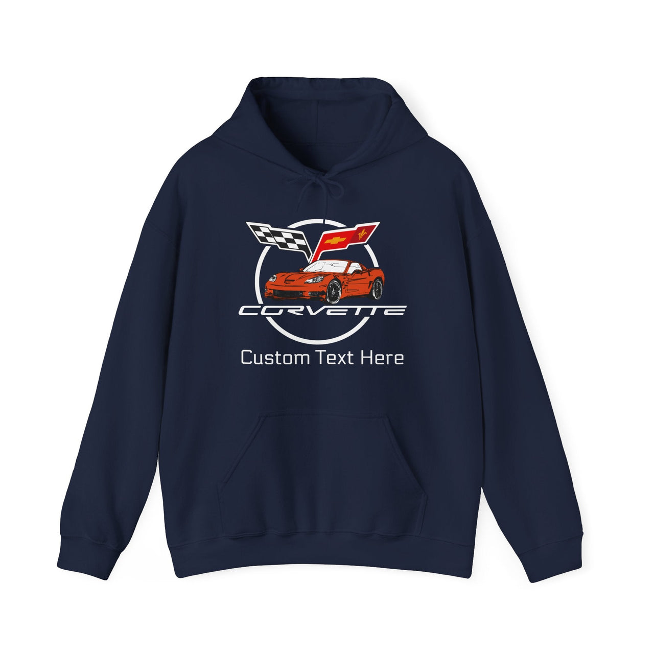 C6 Corvette Personalized Custom Car Color Cotton Blend Hooded Sweatshirt - ORANGE