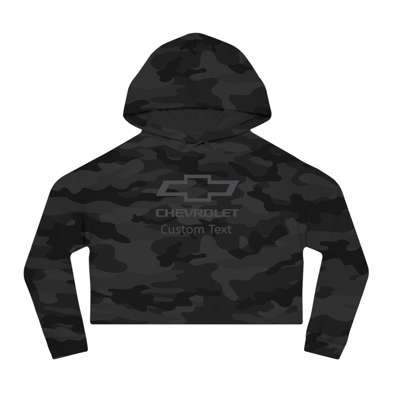 Ladies Chevy Bowtie Camo Cropped Hoodie Sweatshirt, Relaxed Fit