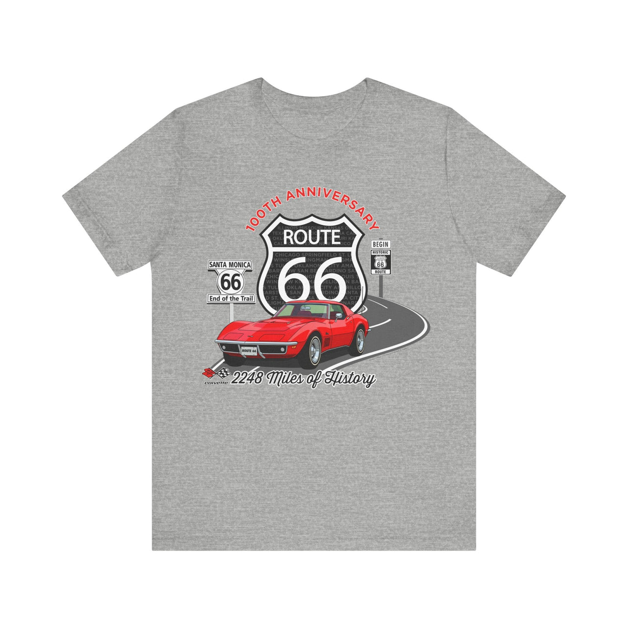 C3 Corvette Route 66 100th Anniversary Short Sleeve Tee