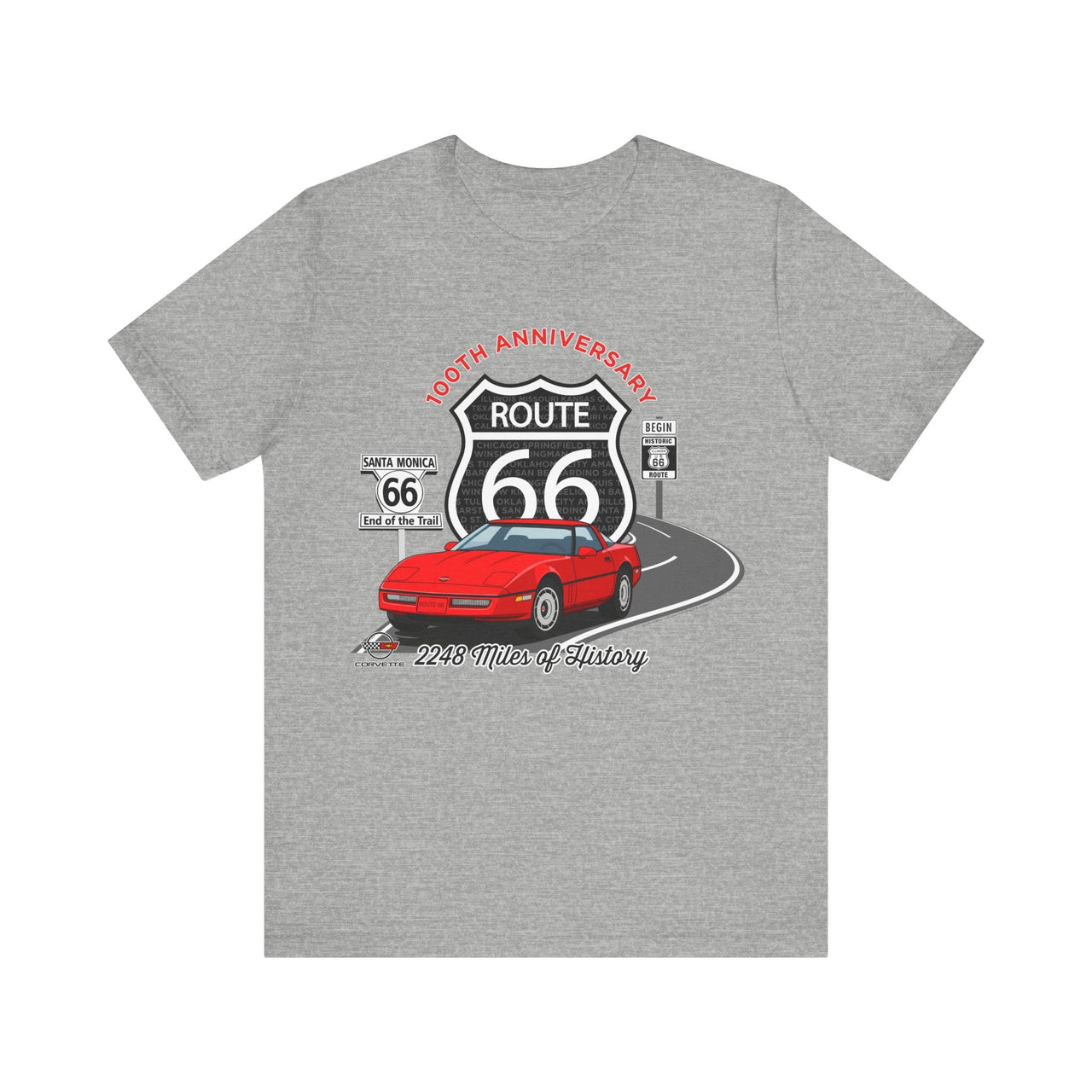 C4 Corvette Route 66 100th Anniversary Short Sleeve Tee